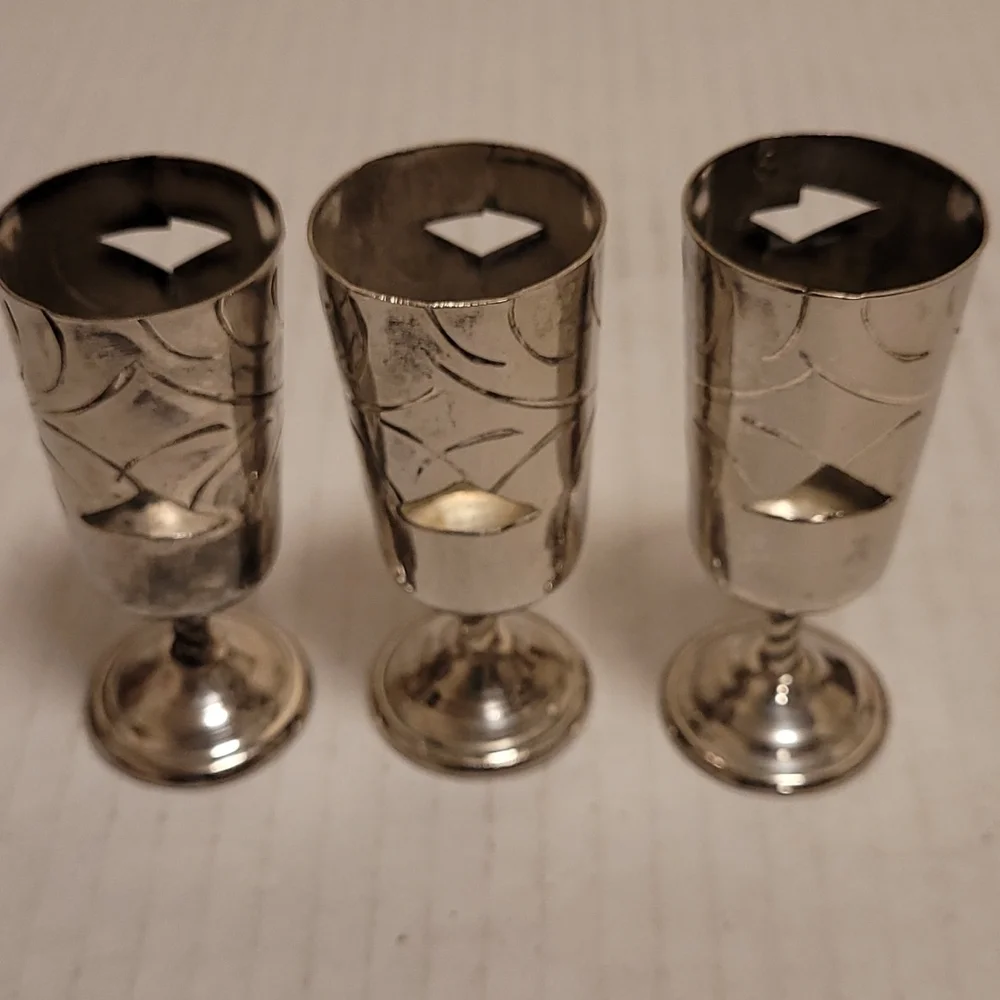 Set of 6 Vintage Mexican Silver / Alpaca Cordial Cages